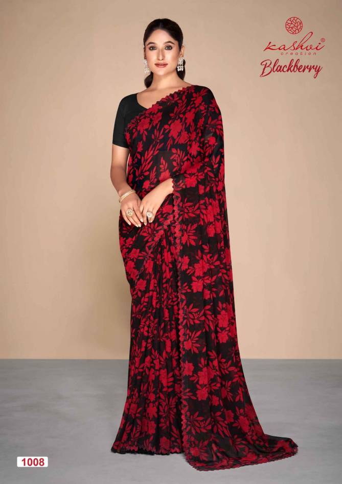 Blackberry By Kashvi Printed Pure Georgette Sarees Wholesale Price In Surat